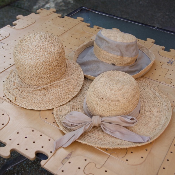 Vintage The Scala Collection Straw & Cotton Summer Hats Set Of 3 main image 7